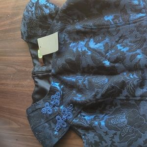 NWT Anthropologie Eva Franco Jacquard Electric Blue & Black Damask  With tags.